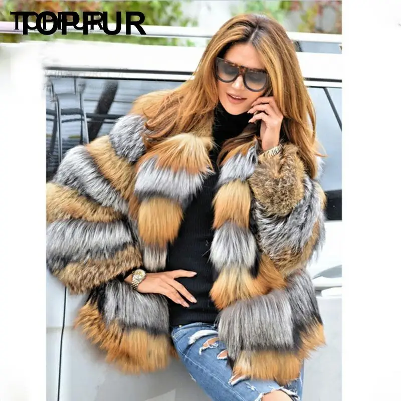 Женское пальто с натуральным мехом лисы теплая верхняя одежда из натурального