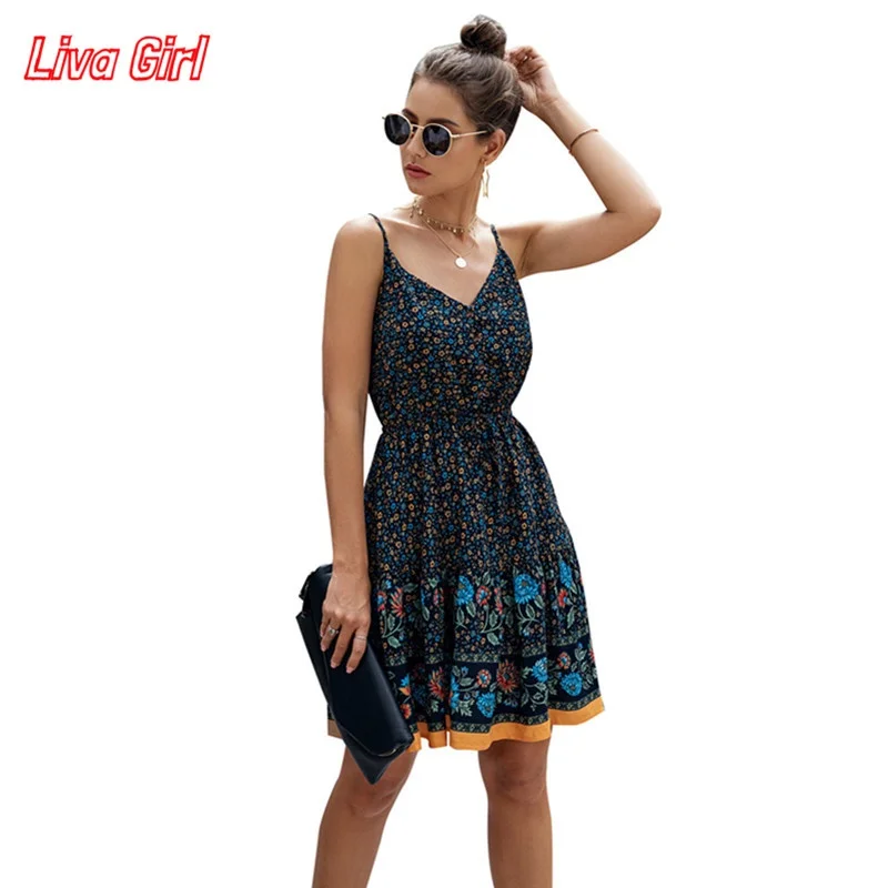 Женское винтажное платье без рукавов с цветочным принтом пляжные платья в стиле