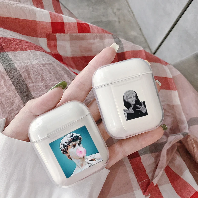 Чехол для Apple airpods чехол с забавным рисунком статуэтки Прозрачный Bluetooth наушников