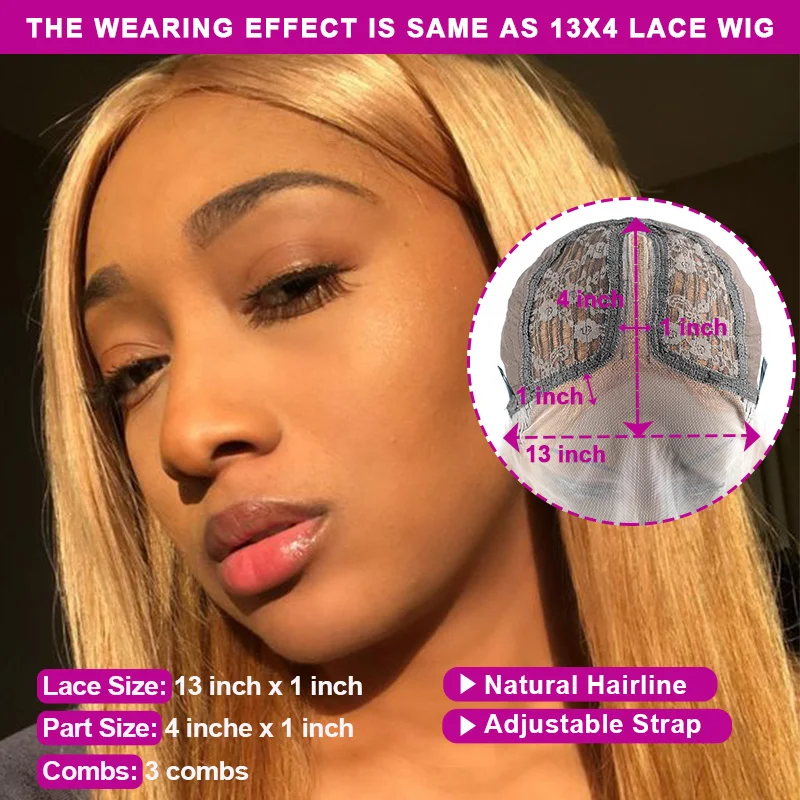 

#30 Lace Front Human Hair Wig Honey Blonde 13*1 Straight Lace Part Wigs Burgundy 99J Brazilian For Black Women Pre Plucked150%