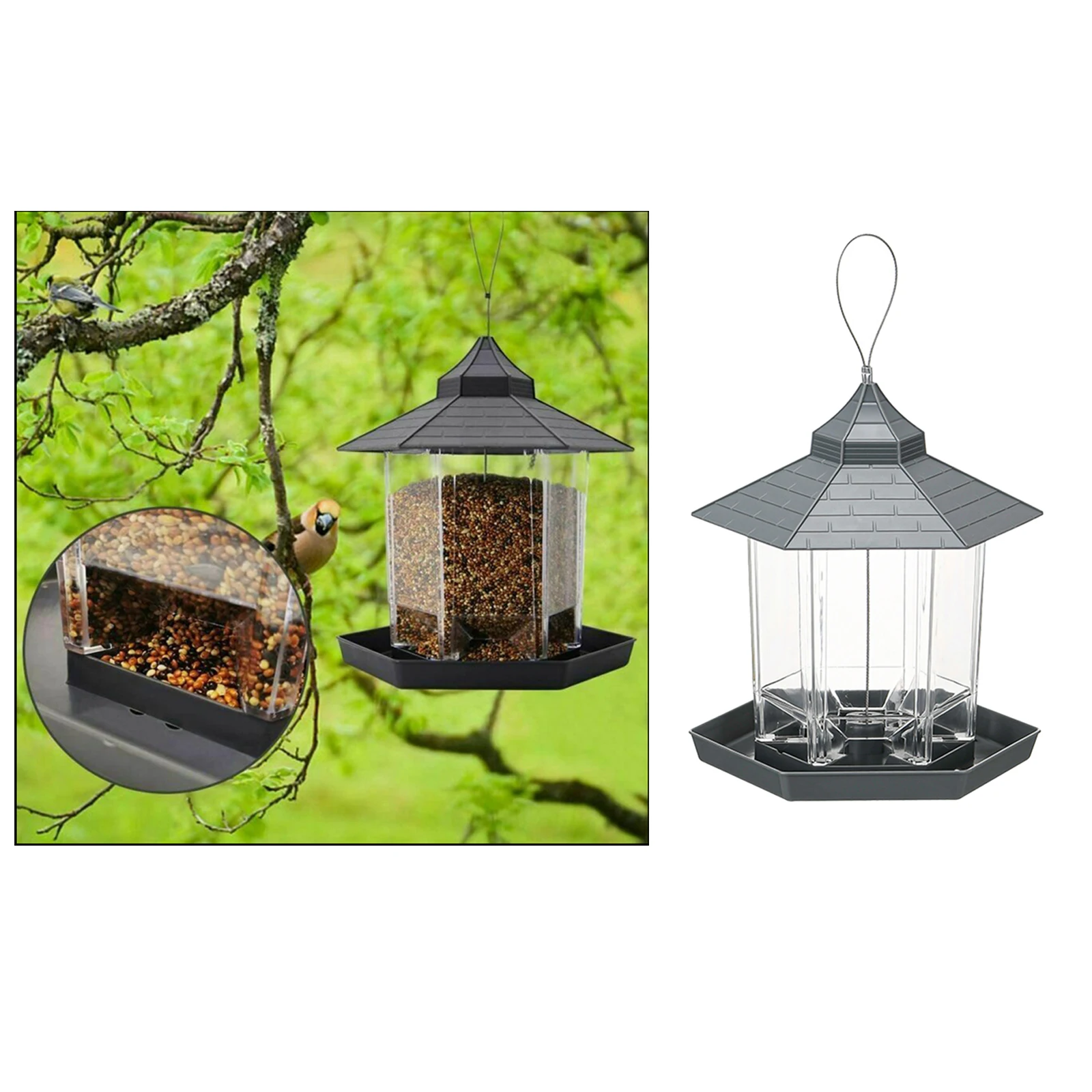 

1L Hanging Wild Bird Feeder Squirrel Proof Seed Food Yard Garden Decoration