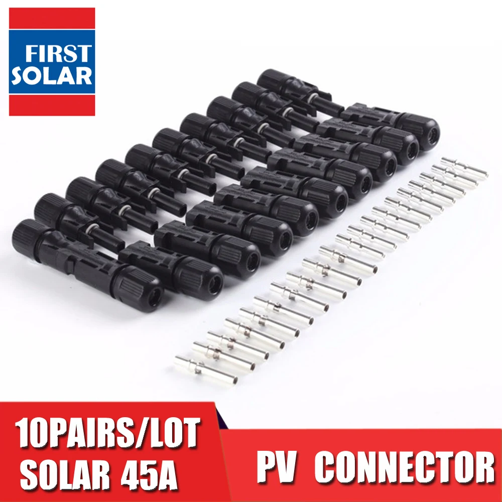 10 пар x 45a PV Разъемы папа и мама солнечная панель Разъем тока 1000 В для кабеля 2 5/4/6 мм