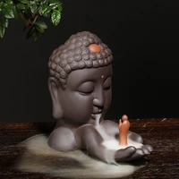 purple sand backflow incense burner decoration creative asking buddha zen buddhist head crafts reflux aromatherapy burner