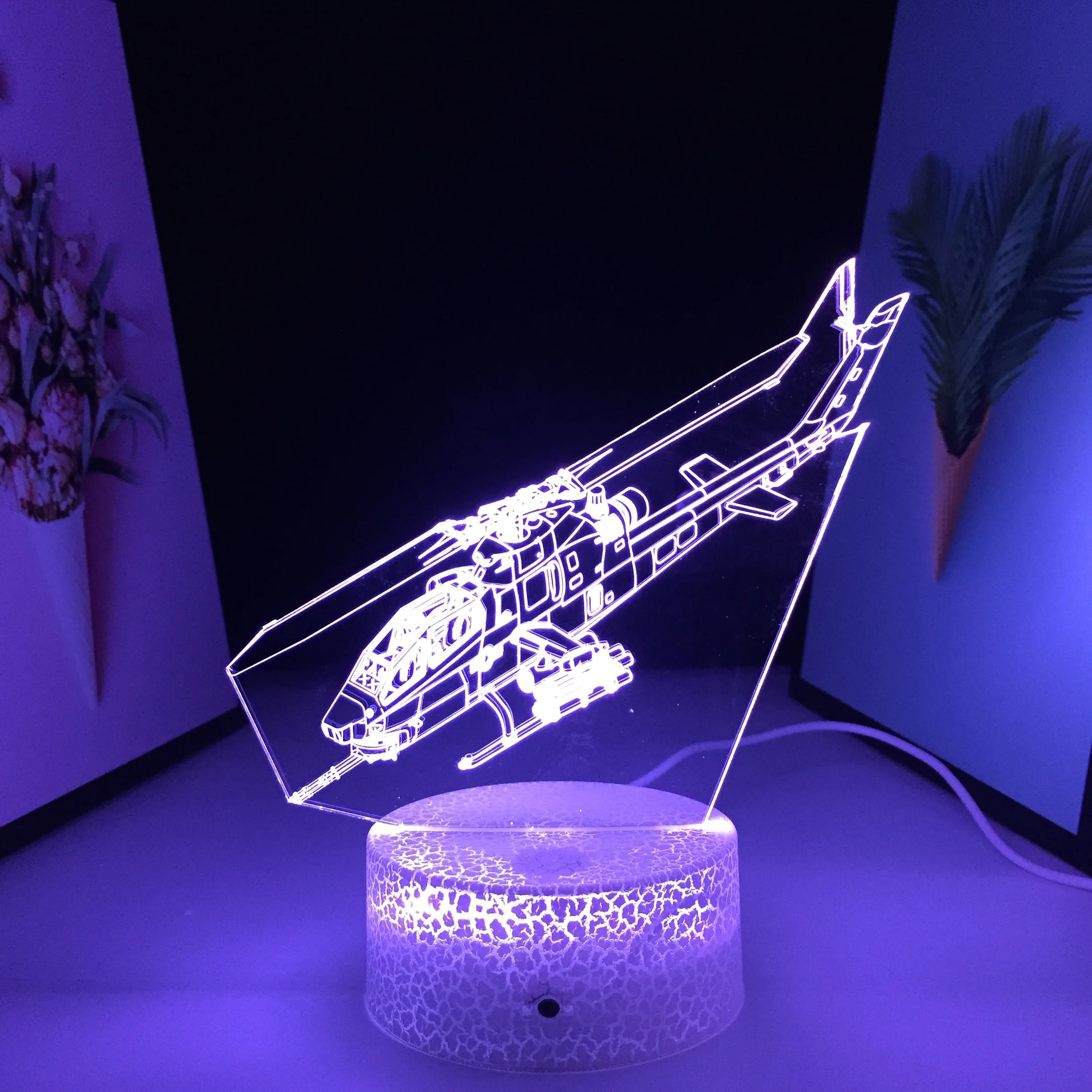 

Aircraft Series 3D LED Night Light Visual Illusion White Cracked Base Home Decor for Couple Children's Festival Birthday Gifts