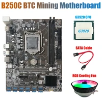 b250c btc mining motherboard with rgb cpu fang3920 or g3930 cpu cpusata cable 12 pcie to usb3 0 gpu slot lga1151 support ddr4