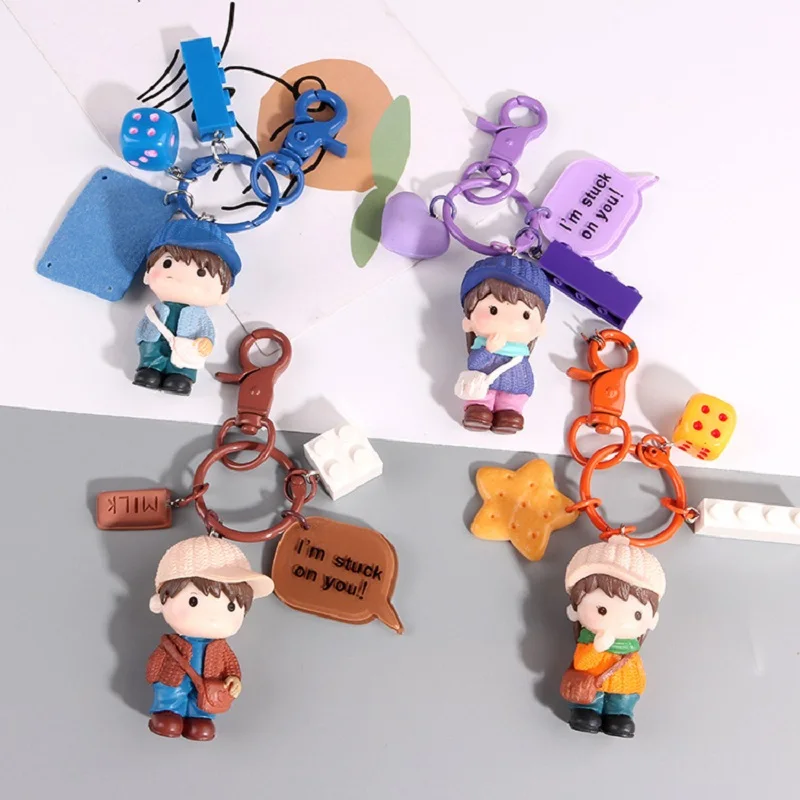 

LovelyKeychainkorean Couple Key Ring Cap Boys And Girls Students Cartoon Gift Bag Pendant Practical Small Goods Key Chain