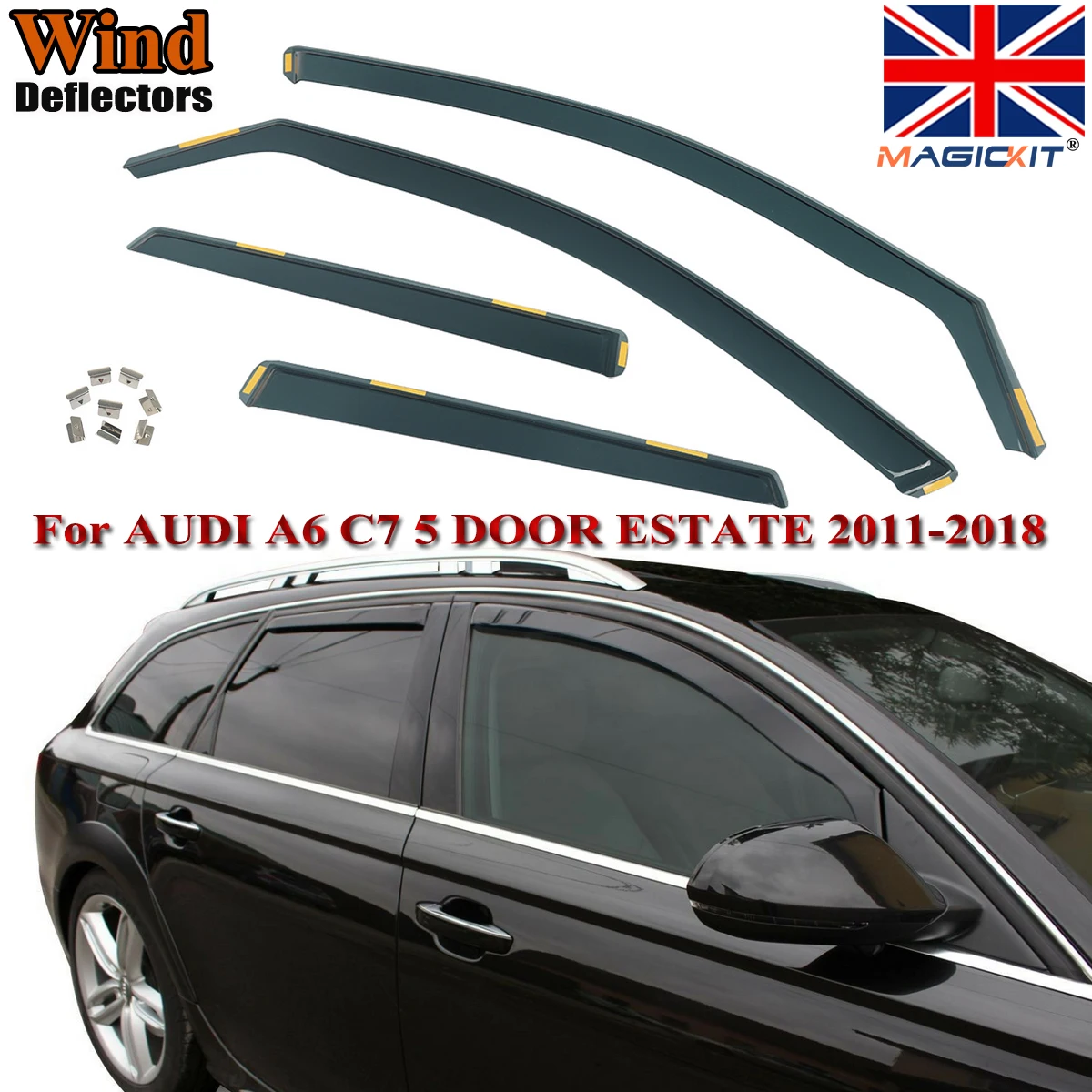 

Magickit TINTED RAIN WIND DEFLECTORS for AUDI A6 C7 5 DOOR ESTATE 2011-2018 4pc