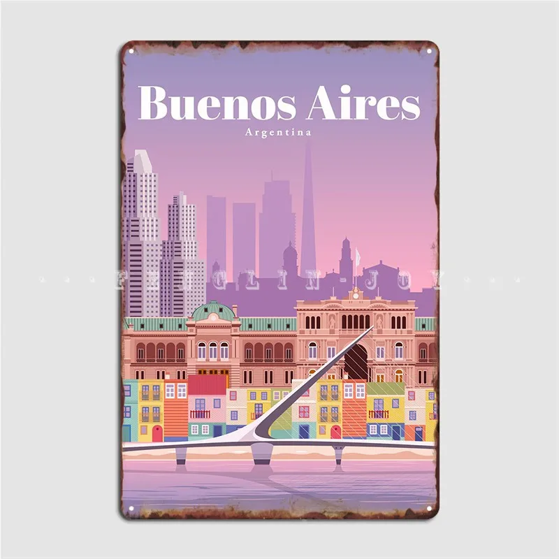 

Travel To Buenos Aires Metal Plaque Poster Wall Mural Living Room Custom Plaques Tin Sign Poster