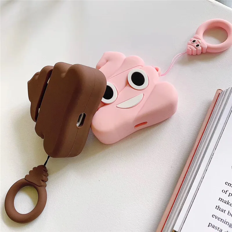 3D Case for AirPods Cartoon Earphone Airpods 2 Cute Accessories Protect Cover with Ring Strap Stool Design | Электроника