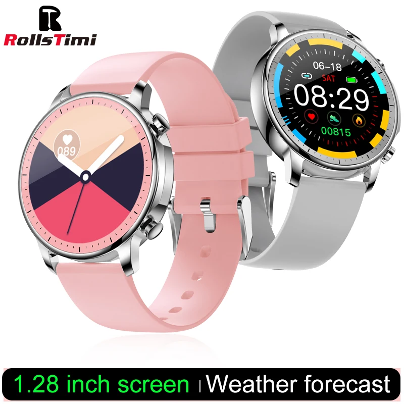 

Rollstimi Ladys Smart Watch Full Touch Fitness Tracker IP67 Waterproof Blood Pressure Smart remind Men sports Smart wristband
