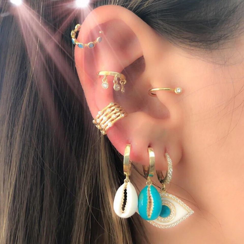 Разноцветные эмалированные серьги подвески в форме ракушки для женщин женские