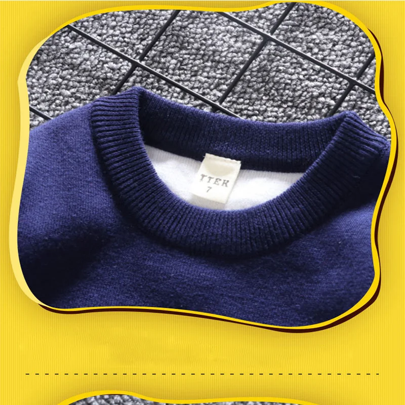 Детский вязаный пуловер с длинным рукавом и круглым вырезом|Свитера| |