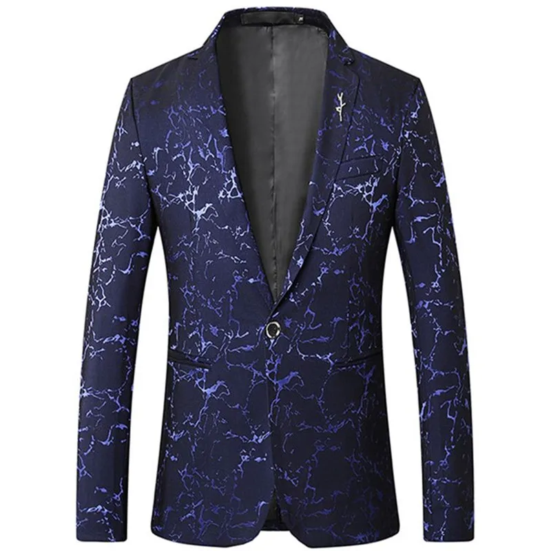 

Nice Spring And Autumn Vogue Pop Men's Casual Suit / Male Single One Button Flower Print Suit Jacket Blazers Coat