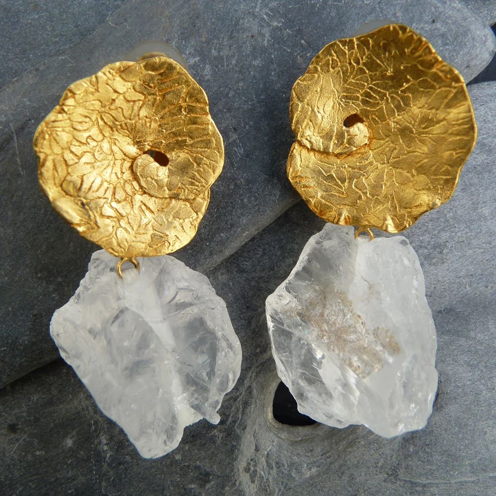 1 пара асимметричных прозрачных камней длинные Винтажные серьги золотого цвета