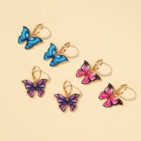 modyle 2020 bohemian women earrings fashion color acrylic butterfly drop earrings insect sweet colorful earrings girls jewelry