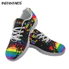 Женские сетчатые кроссовки INSTANTARTS, черные удобные дизайнерские кроссовки на плоской подошве