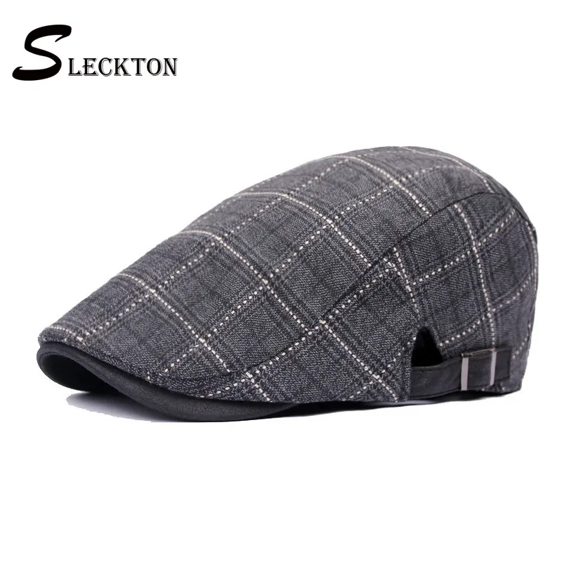 SLECKTON Men's Plaid Berets Caps for Men Fashion Newsboy Cap Casual Peaked Hat French Flat Unisex Peaky Blinders Hats | Аксессуары