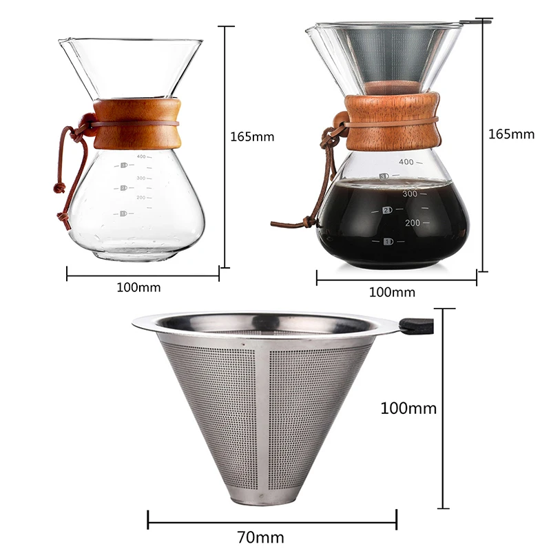 

400ML Resistant Glass Coffee Maker Coffee Pot Glass Coffee Pot Barista Coffee Maker Pour Over Coffee Server Tea Percolators