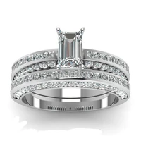 2021 2pcsset fashion white rhinestones zircon women ring set for women accessories engagement wedding jewelry girl gift