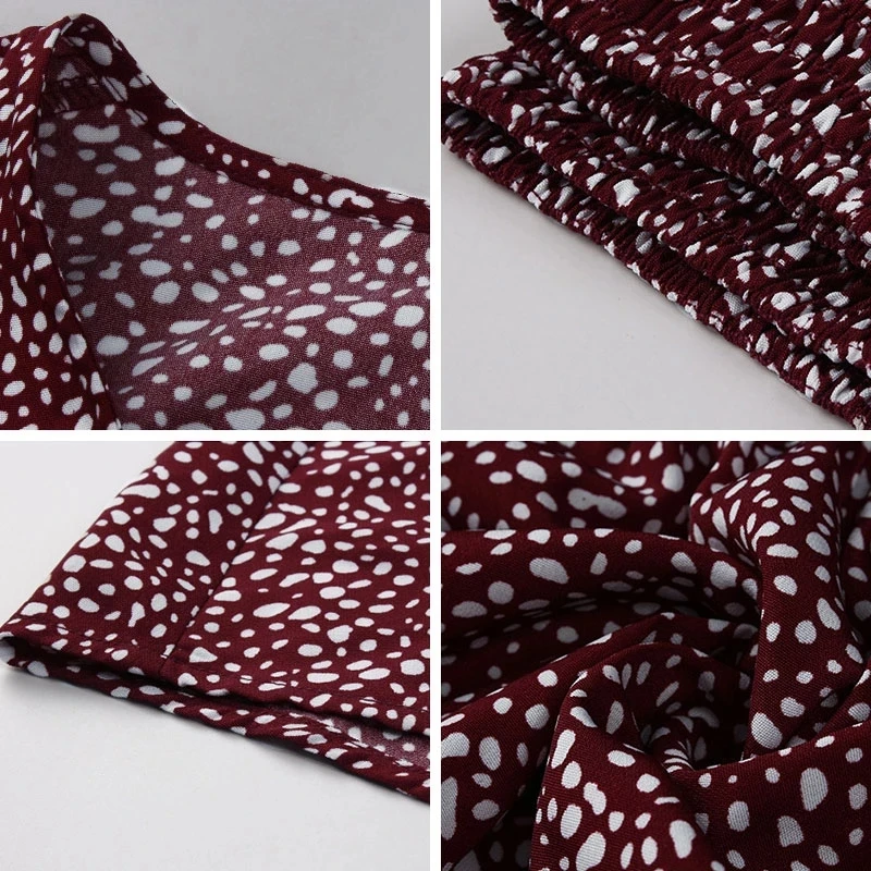 

Spring Autumn Office Lady Print Dress Women 2020 New a Line Full Lantern Sleeve V-Neck High Waist Long Dresses for Female