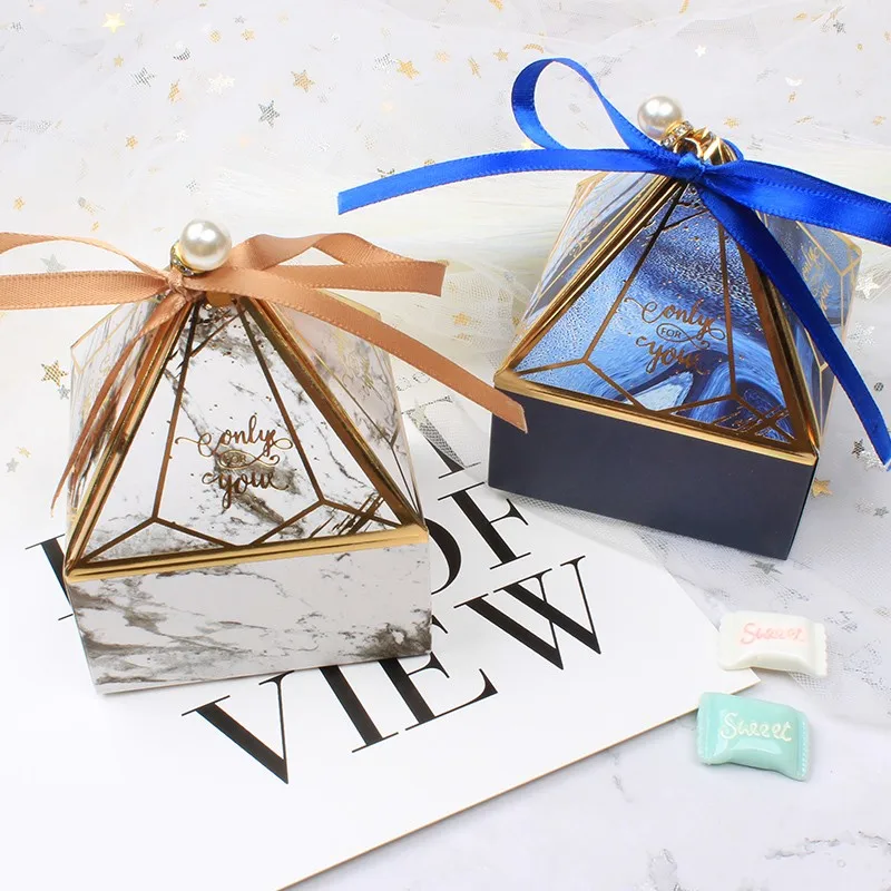 

50PCS Gem Tower Bronzing Candy Box Wedding Festiva Party DecorationPaper Gift Box Gift Candy Creative Packaging Supplies