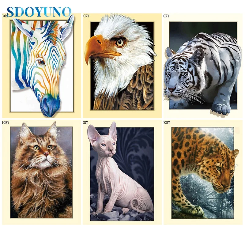 

SDOYUNO 5D DIY Diamond Painting Animals Full Square Diamond Mosaic Diamond Embroidery Cross Stitch Rhinestone Pictures Home Deco