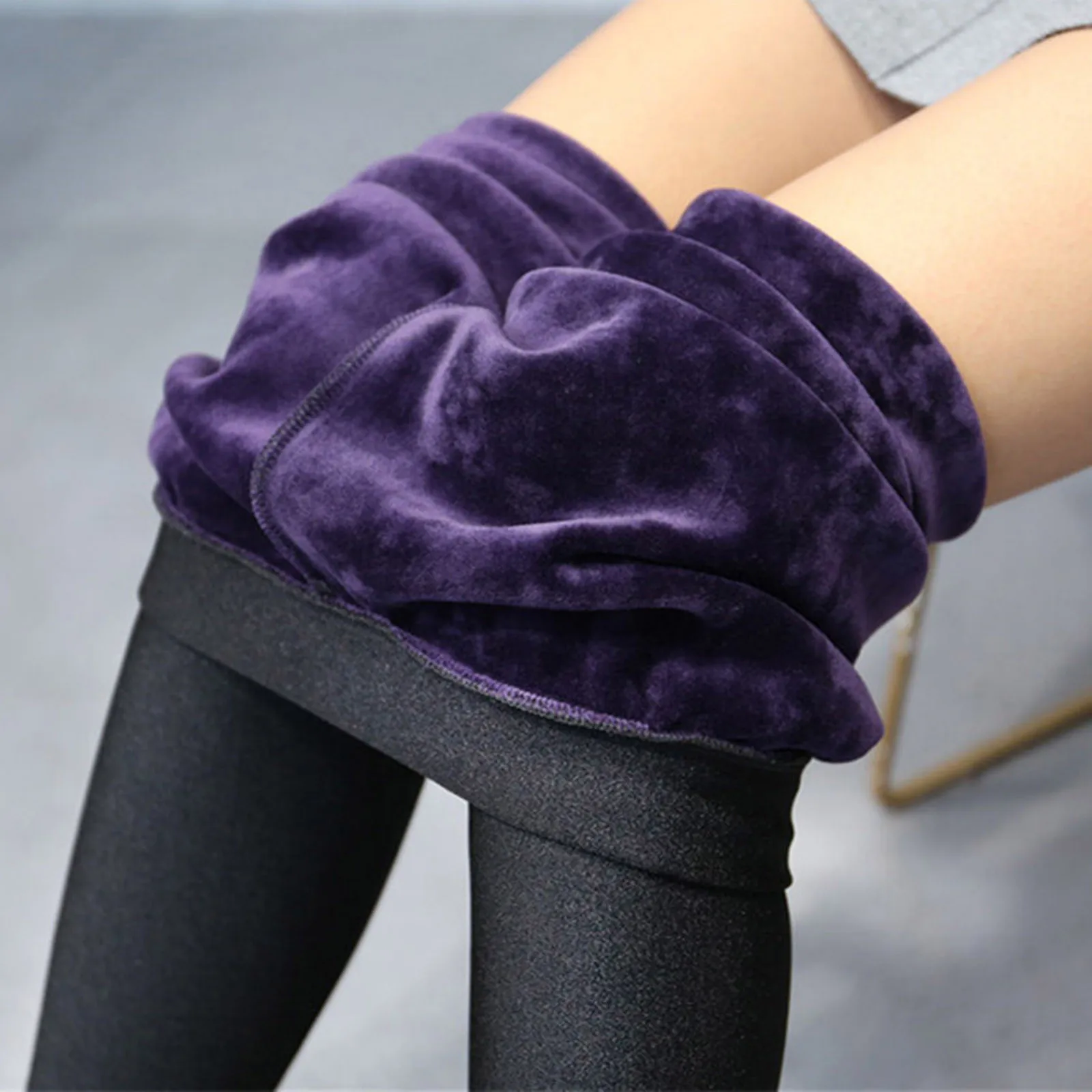 

Women Winter Sable Tight Velvet Cashmere Elastic Pants Trousers Leggings Mid Waist Warm Compression Stretch Pencil Pants