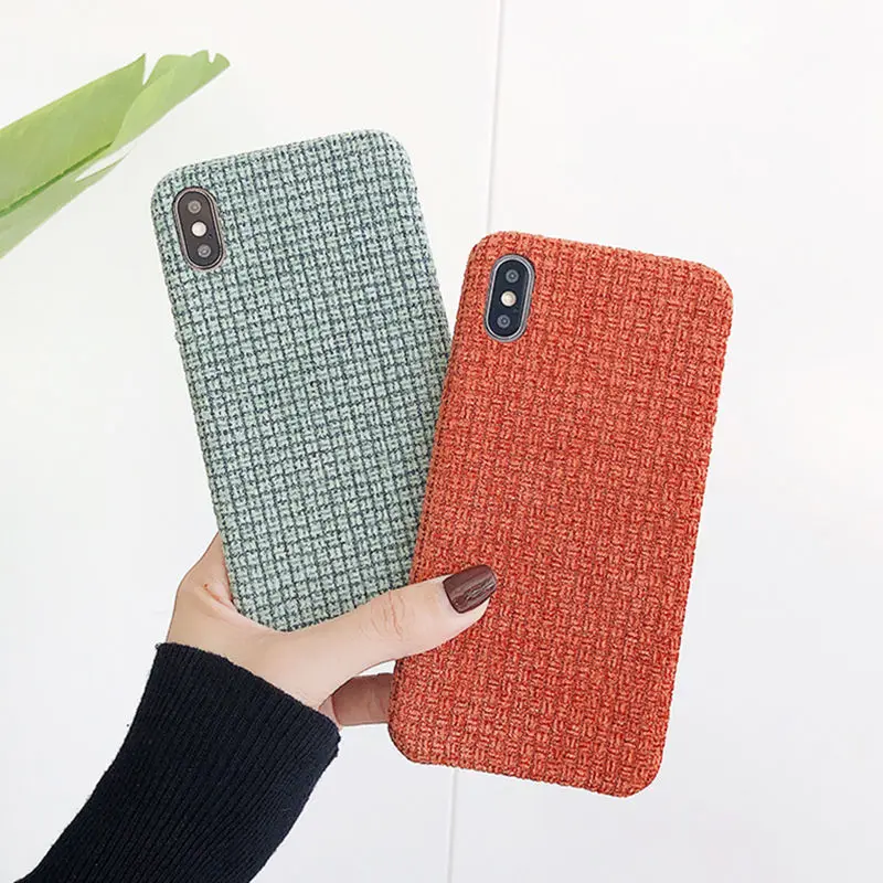 Зимние теплые сетчатые чехлы для телефонов для iPhone 11Pro Max XR X XS Max 7 8 Plus, модная Противоударная однотонная шерстяная задняя крышка