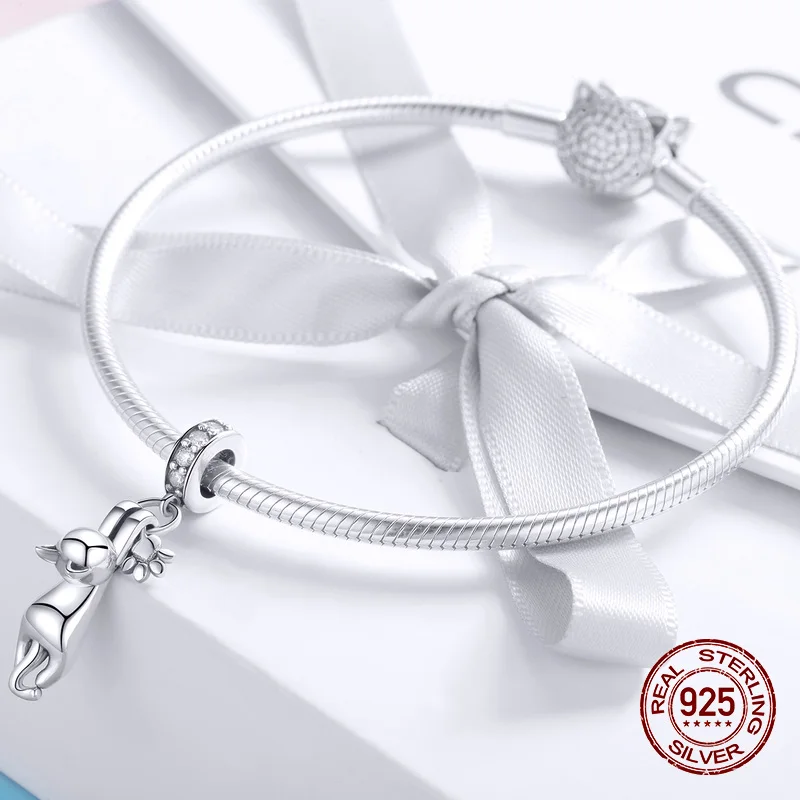 Женское ожерелье из серебра 925 пробы с подвеской-котом | Украшения и аксессуары