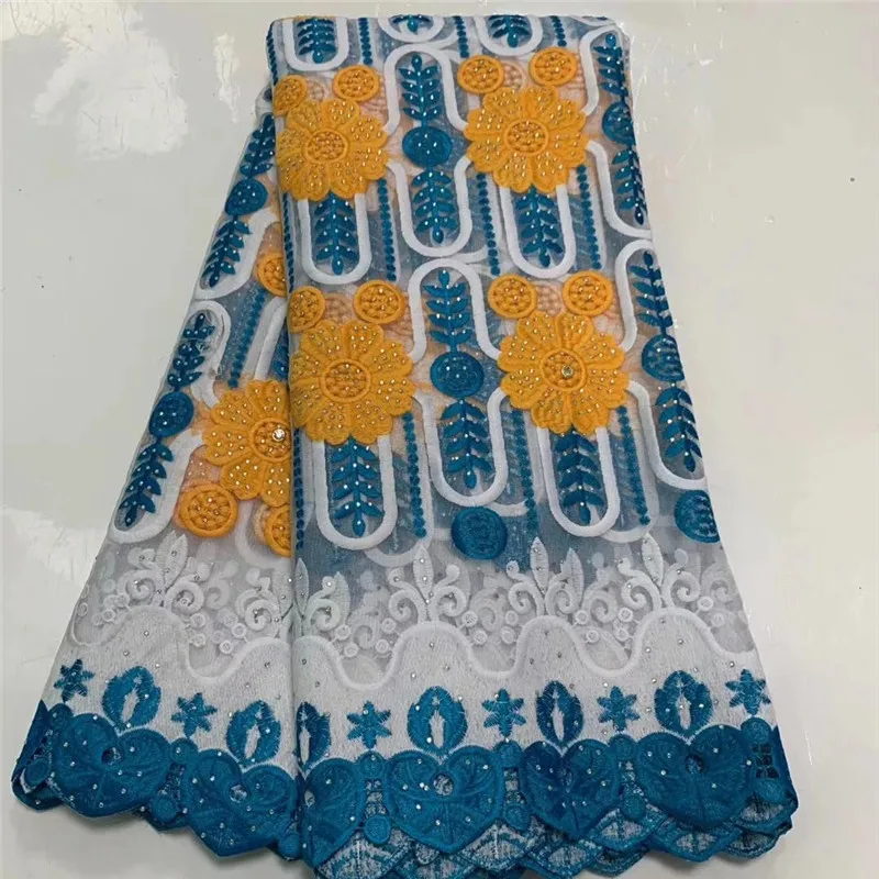 

beautiful embroidered mesh lace fabric 5yards stones net tulle lace fabric for women party dress sewing NLY9132