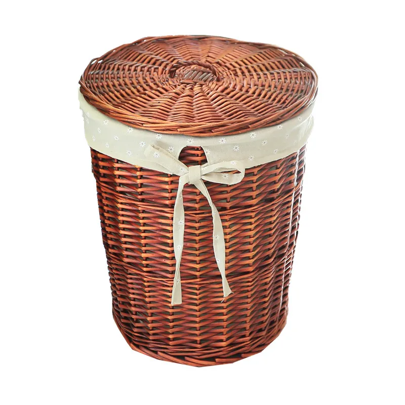 

Rattan hamper basket with dirty clothes basket put clothes storage basket clothing with lid tweezers home weaving large