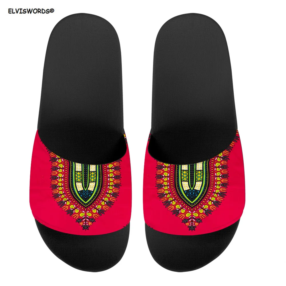 

ELVISWORDS Traditional African Tribe Pattern Women Sandals Casual House Non-slip Summer Ladies Slides Soft Flats Women Slippers