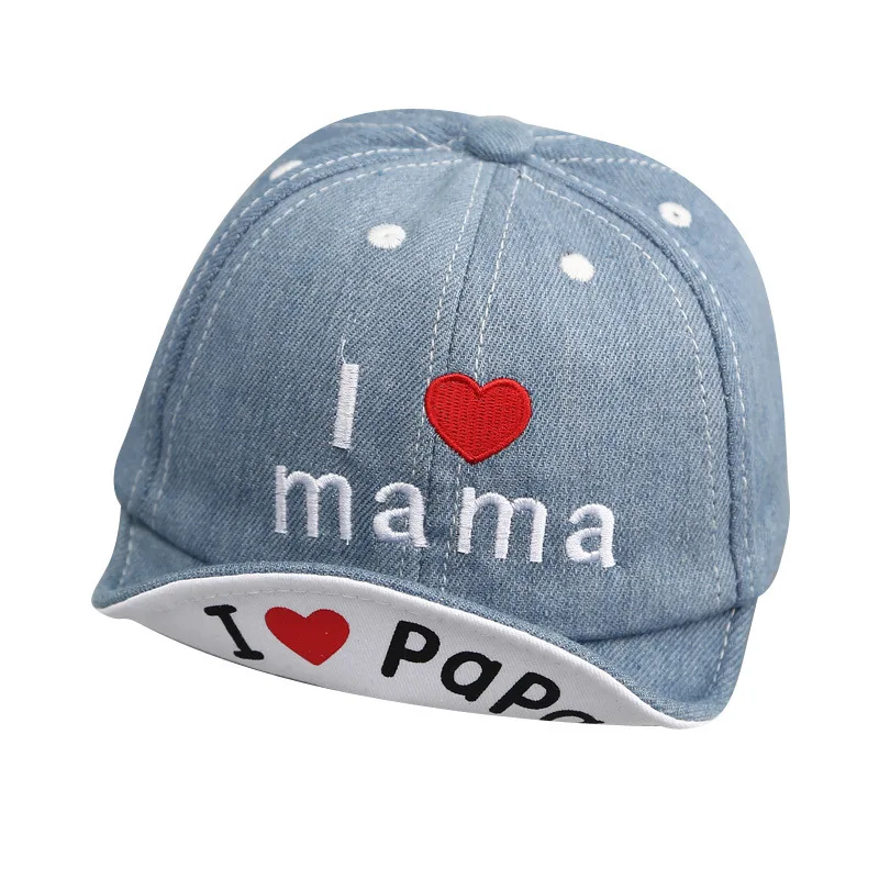 Модная Джинсовая детская шапка Love Papa Mama детские бейсболки с надписью летние