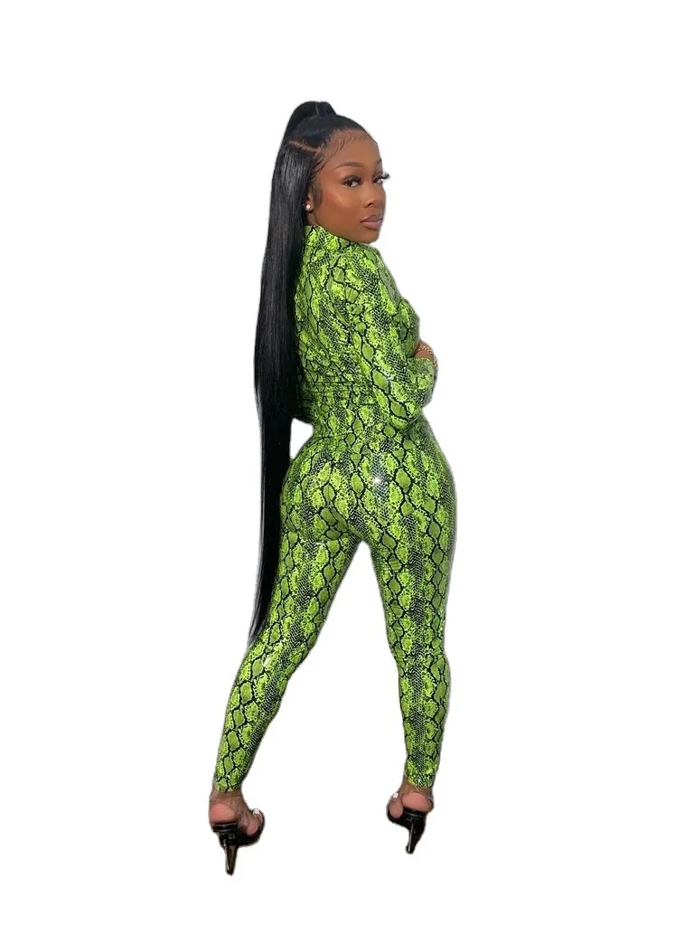 

Ursuper Fashion Matte Snake Pattern Sexy Casual Suit 3 Colors in Stock Casual Solid
