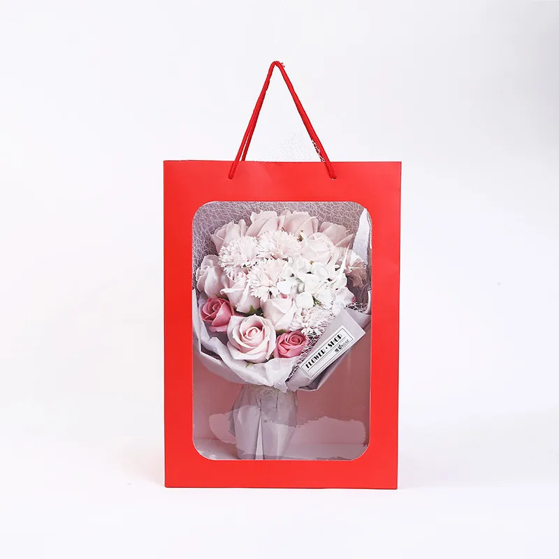 6 шт цветок сумки прозрачный букет Подарочная сумка коробка Свадьба День