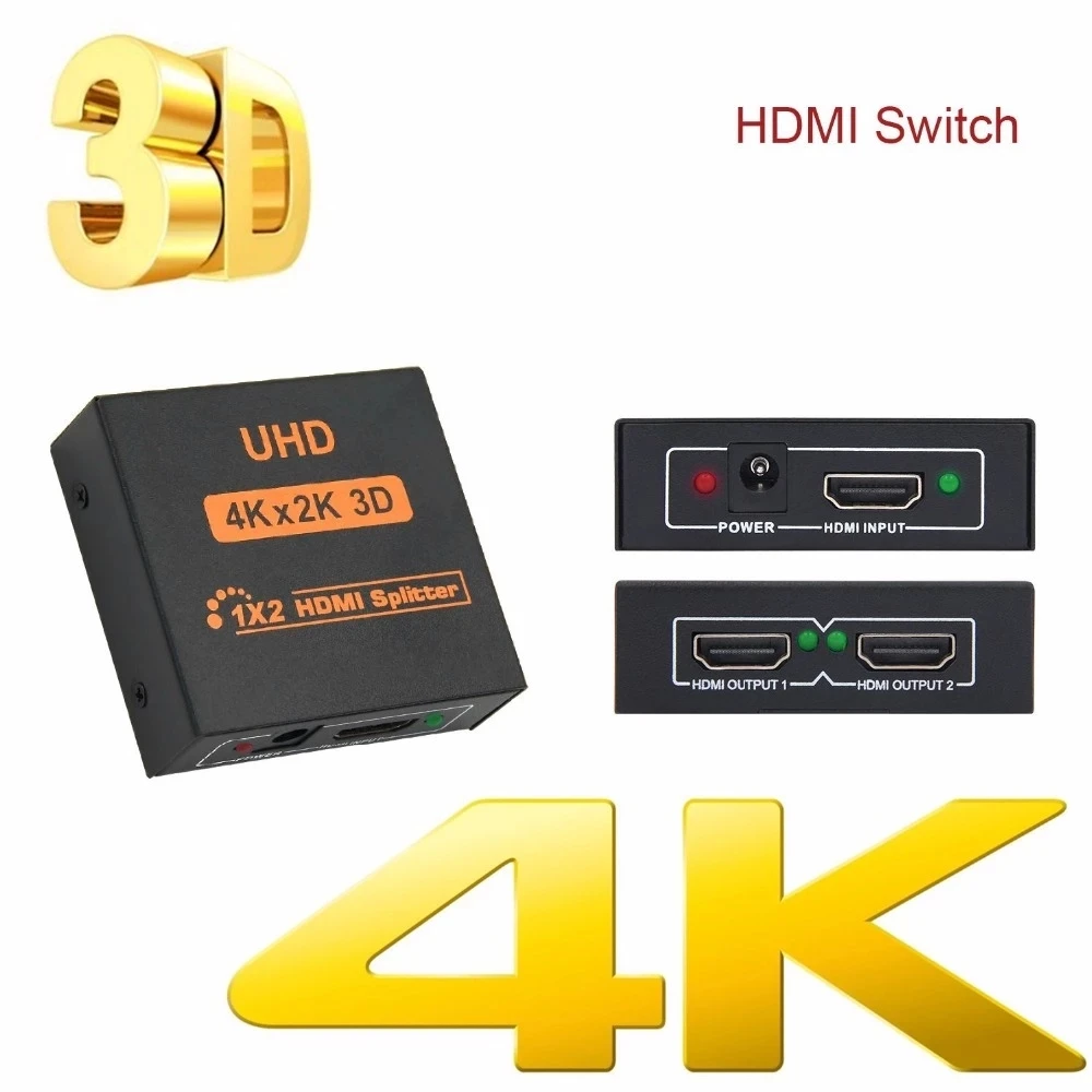 4K HDMI Divisor complehd 1080P видео переключатель 1x2 1x4 разделитель 1 em 2 внешний усилитель для