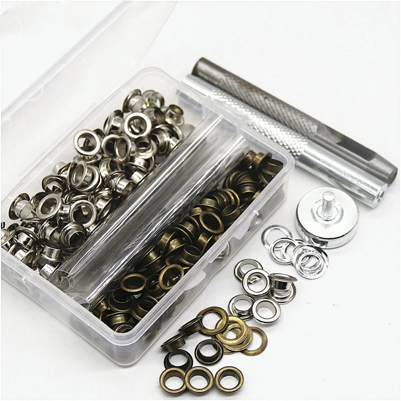 

200 Sets 6mm Metal Eyelet Buckles + Installation Tools High Quality Punk Accessories Baseball Cap Eyelet Buttons