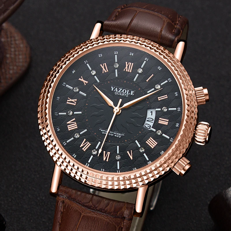 

In 2021, Men's Leather Strap Watch, Fashion Decorative Watch, Gentleman Watch with Automatic Date Luxury Watch Buckle Quartz