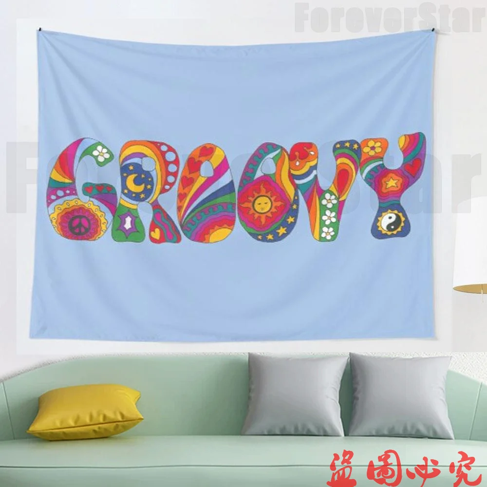 

Psychedelic Groovy tapestry Wall Hanging Tapestries for Living Room Beach Towel Blanket