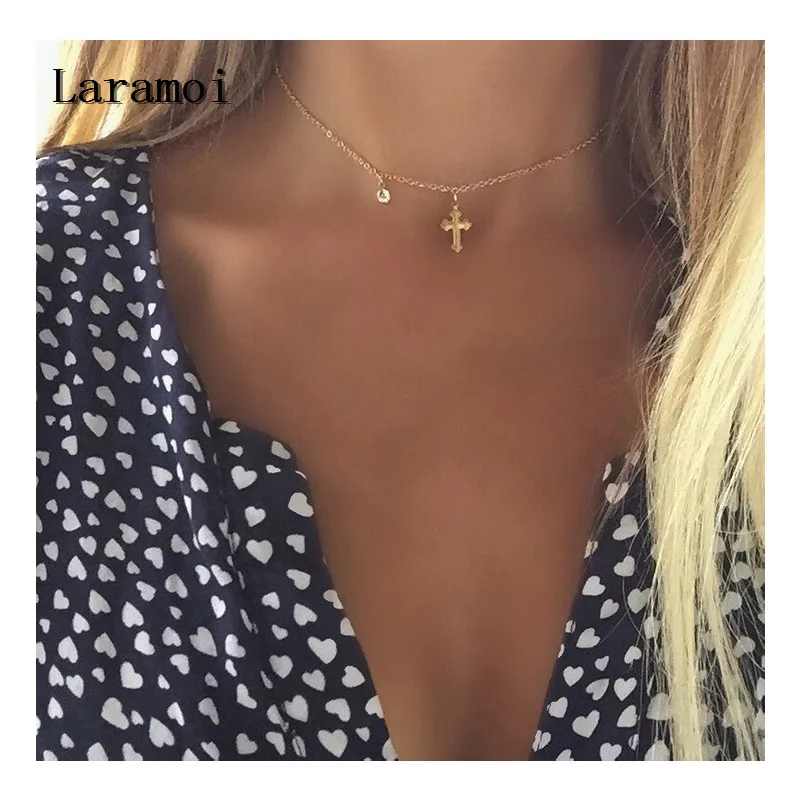 Ожерелья Чокеры Laramoi сплав крест подвеска женское ожерелье Богемия религиозный