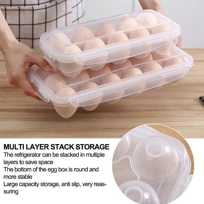 

Eggs Storage Box Holder Stand Plastic Container Organizer 10 Tools Carton Home Egg Grids Box Organizing Refrigerator Kitche M6B5