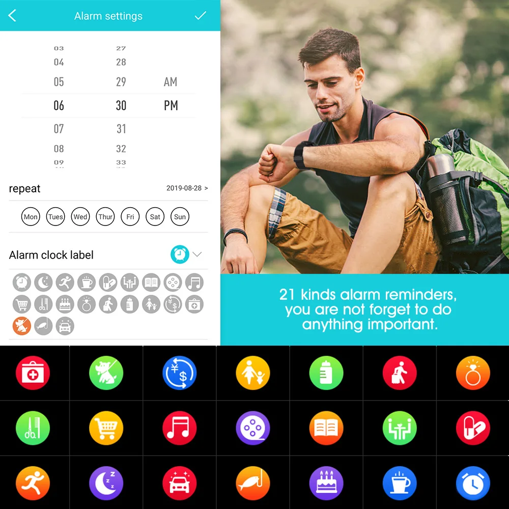 Смарт-часы RUNDOING мужские с цветным OLED-экраном пульсометром и шагомером |