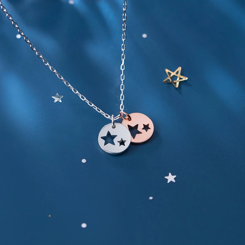Colusiwei натуральная 925 стерлингового серебра Кружок с кулон в виде полой звезды