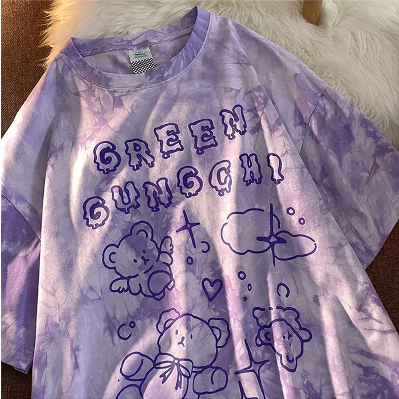 Футболка женская оверсайз с коротким рукавом милая хлопковая уличная одежда в