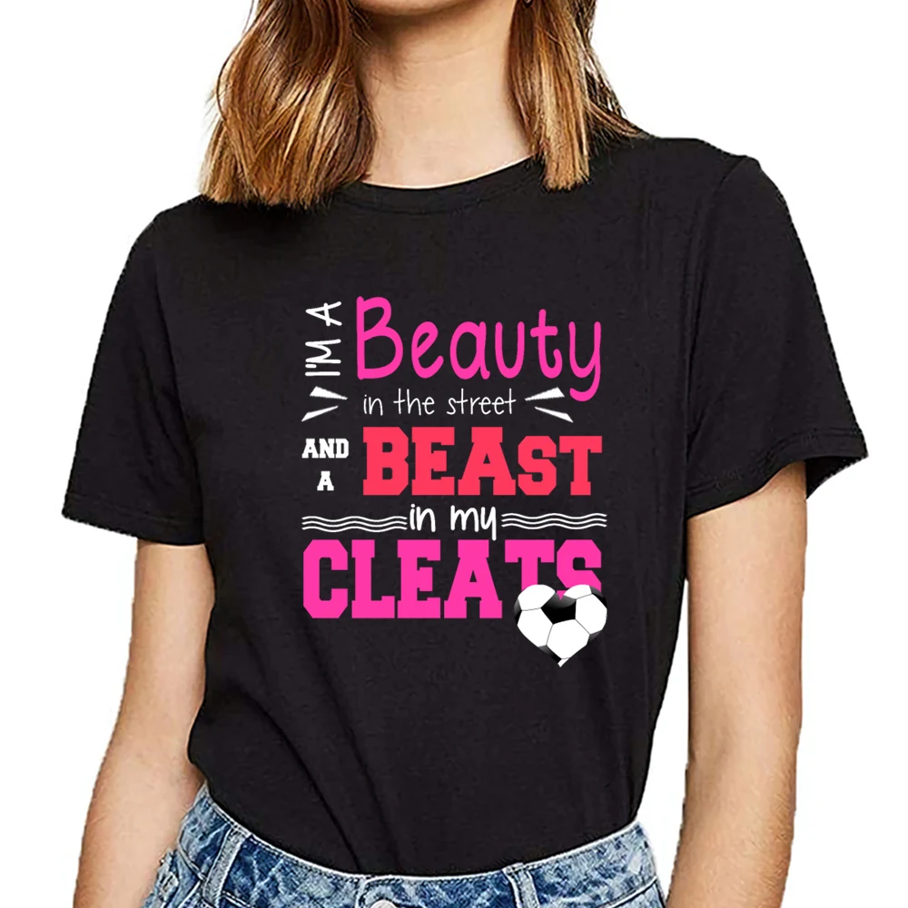 Топы футболки для женщин im a beauty in the streets and beast my cleats дизайнерские черные короткие