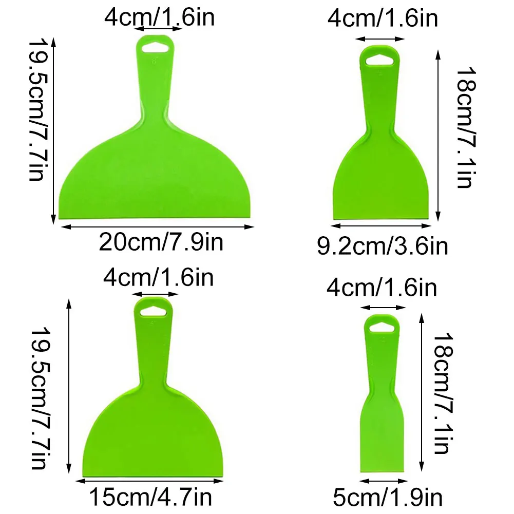 

4PCS Paint Wallpaper Scraper Set 2/4/6/8inch Portable Plastic Paint Scraper Tool Green Building Tools Portable Wallpaper Scraper