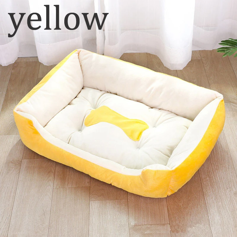 Yellow S-XL, 8 цветов, с рисунком кости, диван для домашних животных, кровати для собак, водонепроницаемый мягкий теплый спальный мешок, подушка для щенка, кошка, домик для кровати, cama perro - Цвет: Yellow