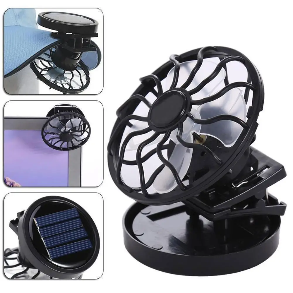 

Clip-On Solar Cell Fan Sun Power Energy Panel Cooling solar summer Camping Blower Outdoor fan Tools type clip bottom round F1M4