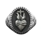 Амулет из нержавеющей стали для мужчин и женщин, кольцо в стиле панк с изображением священного сердца иисуса бога, байкера, креста, подарочная бижутерия