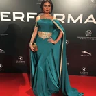 Женское вечернее платье-накидка, золотистое кружевное платье с вырезом лодочкой и шалью, платье в арабском стиле, 2022